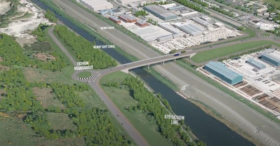 A still from a DfI video of their proposed bridge over Newry Ship Canal