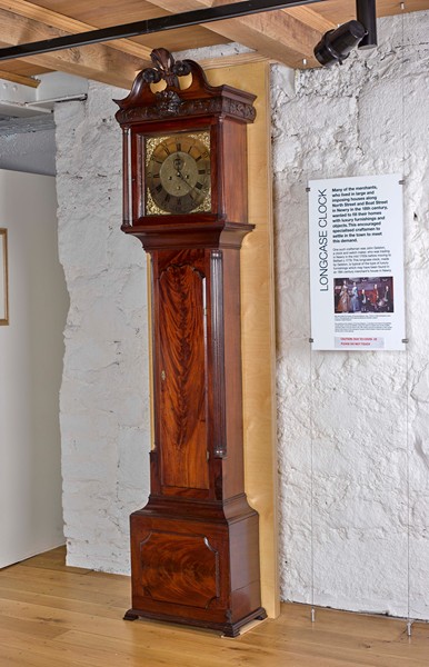 This longcase clock made by John Gelston attests to the wealth of the merchant class in Newry in the late 18th century and the demand for luxury goods. Newry and Mourne Museum Collection