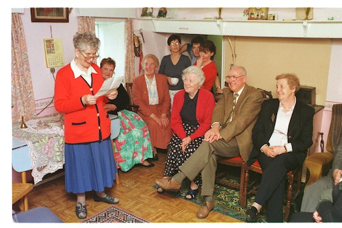 Alice O'Hare in full flow reciting her poems