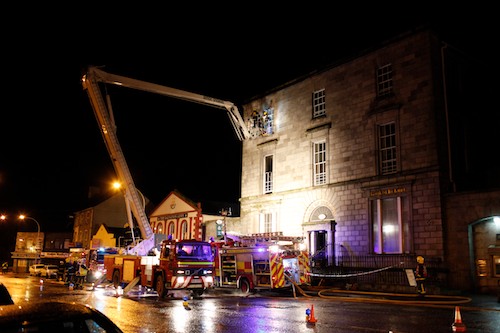 The scene at Trevor Hill as firefighters tackle the Bank of Ireland fire. Picture: Columba O'Hare The scene at Trevor Hill as firefighters tackle the Bank of Ireland fire. Picture: Columba O'Hare