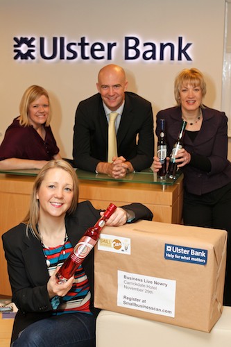 Looking forward to the Business Live event in Newry on November 29th are: Barbara Hughes of Boozeberries who is one of the panellists at the event, with Caroline McKeown and Damian Milligan of Ulster Bank in Newry, which is organising the event in conjunction with Smallbusinesscan.com, and Margaret Hearty of InterTradeIreland, who is also on the panel. Photo: Columba O'Hare