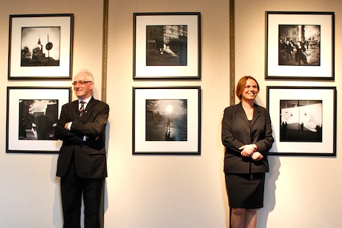Jerome Mullan, Honary Polish Consul in NI with Justina McCabe, Challenge of Change at the Exhibition. Polish photography exhibition newry