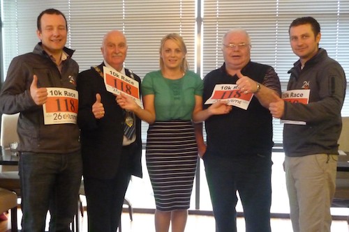 Pictured L-R: Rowan McMahon (26Extreme), Lord Mayor Charlie Casey (Newry & Mourne District Council), Leanne Rice (Southern Area Hospice Regional Marketing Officer), ‘Big O’ (Oliver McMahon) and Ian Cumming (26Extreme)