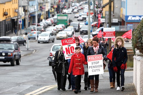 On the way to the Public Service March in Newry yesterday. Picture: Columba O'Hare On the way to the Public Service March in Newry yesterday. Picture: Columba O'Hare