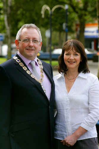Newry surveyor Michael Hannaway is pictured with his business partner Elaine Hannaway after becoming chairman of RICS Northern Ireland.