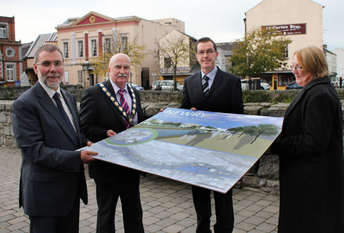 Social Development Minister Nelson McCausland; Mayor Charlie Casey, Damian Mulholland and Bridgeen Murphy, DSD