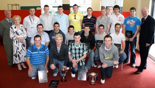 SRC Gaelic Team pictured with Brian Doran, Chief Executive (Far right), Michael McDonald, Head of School for Sports Studies, Sylvia McRoberts, Governing Body and Mark Copeland, Coach SRC Gaelic Team pictured with Brian Doran, Chief Executive (Far right), Michael McDonald, Head of School for Sports Studies, Sylvia McRoberts, Governing Body and Mark Copeland, Coach