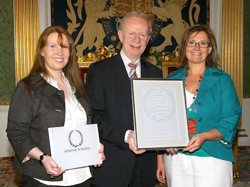 Pictured are: Partner Kathrina McKevitt and practice manager Mairead O’Rourke with Minister for Employment & Learning Sir Reg Empey.
