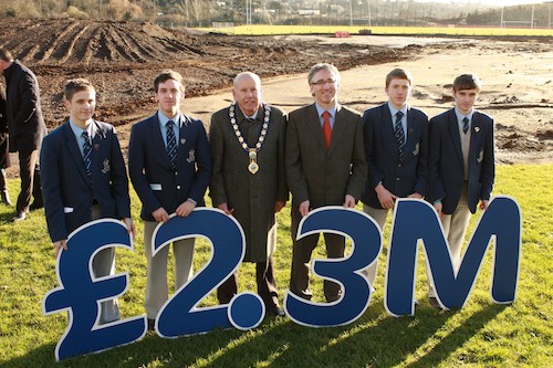 The Mayor, Mr Cormac McKinney and members of the student leadership team.  Eamonn McCrave, Jervis Quinn, Aidan Clarke and Darren Finnegan at the launch