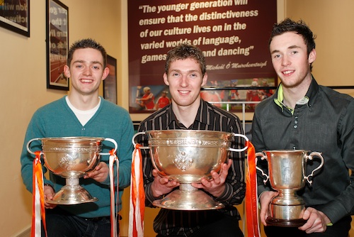 Kealan Downey, James Donnelly and Conor King who received Representative Honours at the St Paul's Prize Night for their roles in the Armagh Minor All Ireland Football Championship Team. Kealan Downey, James Donnelly and Conor King who received Representative Honours at the St Paul's Prize Night for their roles in the Armagh Minor All Ireland Football Championship Team.