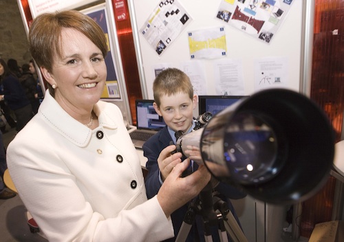 St Coleman's Pupil, Darren Luckie pictured with Caitríona Ruane