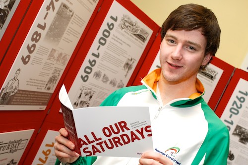 Laurence McGivern, a member of the Irish Paralympic Swimming Team launches the 