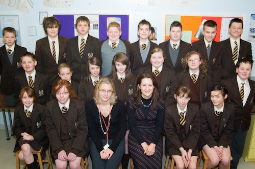 Mrs Heather Rose from GHK and their science teacher Mrs Alvina McMath with Year 9 Pupils