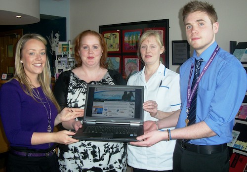 Pictured at the Website Launch are from left: Rachel Quinn (Fundraising Events Officer), Aisling McCartan (IT Officer), Fiona Rodgers (Staff Nurse) and Jed Shevlin (SRC IT Placement Student). 