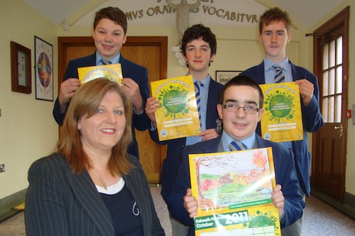 James, Joseph, Colum and Christopher are pictured with Mrs Eva Freeburn their Art teacher.  