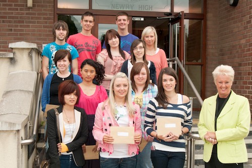 Newry High students pictured with Principal Ms Fiona Pride.