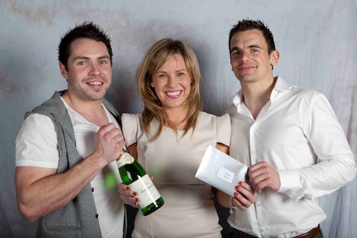 Most Stylish in Sport - Steven Malone and Danny Hughes with Gemma Murphy, Jack Murphy Jewellers. Photo: Andrew Mackin Photography