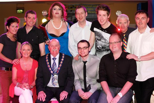 Cllr Charlie Casey, Mayor, Newry and Mourne District Council with members of the Newry Rainbow Community and Sponsors of their Pride in Newry Concert on Friday night in the Canal Court Hotel. Included back from left: Stephen Kane; Vince Perry, PSNI Neighbourhood Policing Team; Trisha Delisha, Gary O'Rourke, Padraig Lynch and Damian McKevitt, NRC. Front: Michaela Wilson, PSNI Neighbourhood Policing Team; Charlie Casey; Blaine Whitley and Eugene Rooney. The event was sponsored by Newry and Mourne District Council, Good Relations and Equality Unit, PSNI Policing with the Community and Big Lottery Awards for All. Photo: Columba O'Hare 