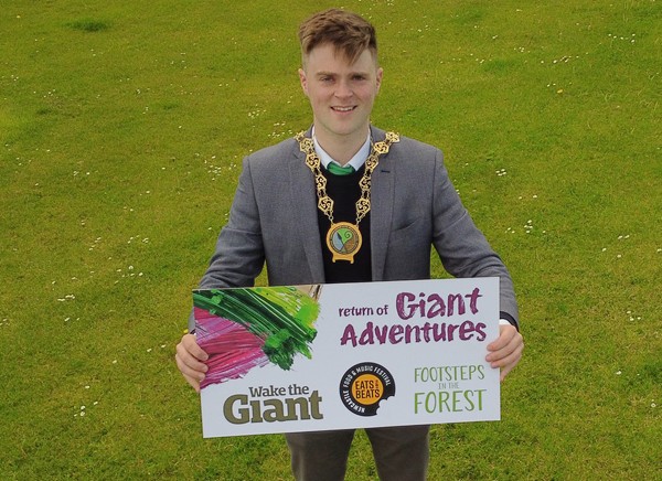 Chairperson, Councillor Michael Rice launching Newry, Mourne and Down District Council’s Giant Adventure festivals.