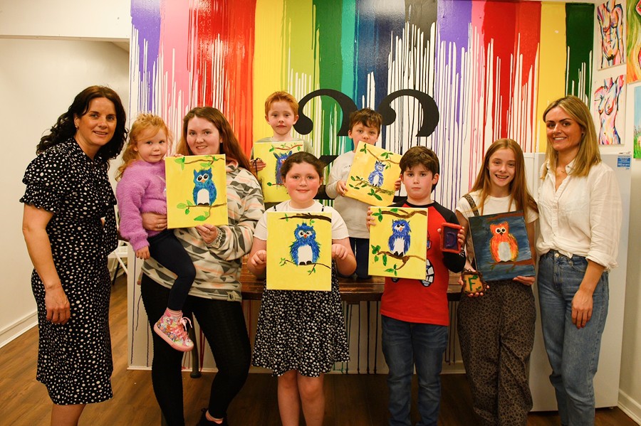 Children with their art pieces at Studio Twenty Three.