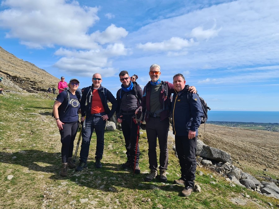 Amanda Johnston, Oliver Short, Cyril O’ Riley, Colm McCann, Declan Patton, and Paul Mulholland (not pictured) are taking on the ‘Seven Sevens’ Mourne Summit Challenge in aid of NI Chest Heart and Stroke.