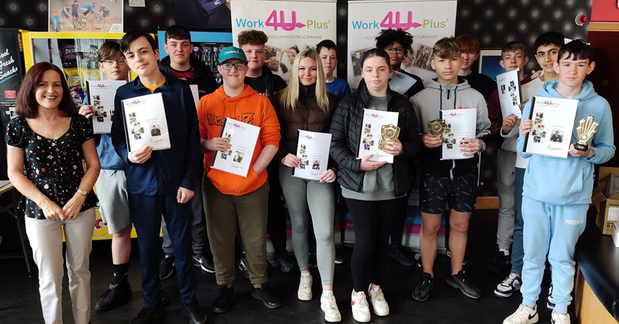 Young people on the Newry & Mourne Enterprise Agencies, Work4Uplus2 programme at their Graduation event.