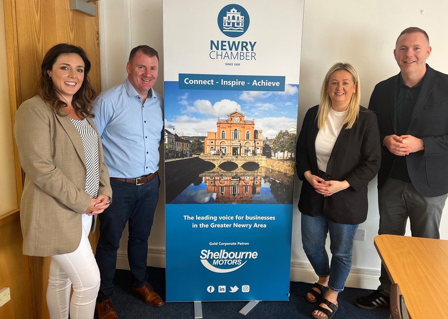 Pictured at the recent meeting were from left: Cathy Mason MLA; Tony McKeown, Newry Chamber of Commerce; Sinead Ennis MLA and Chris Hazzard MP.