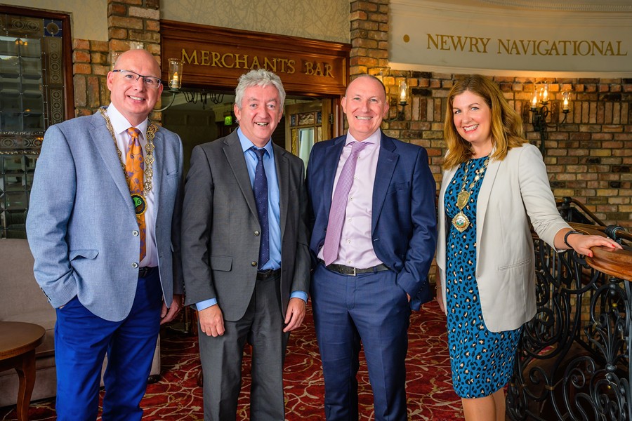 Launching Newry Ambassador Circle are from left: Councillor Michael Savage, Chair of Newry, Mourne and Down District Council, Tourism NI Chief Executive John McGrillen, Gerry Lennon, Chief Executive of Visit Belfast and Julie Gibbons, President of Newry Chamber Chamber of Commerce & Trade.
