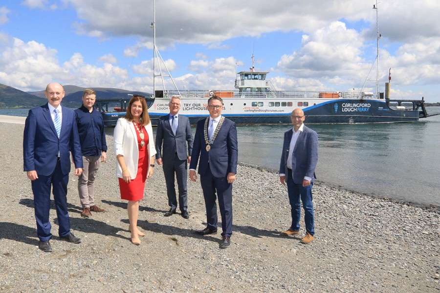 Launching Carlingford Lough Cross-Border Business Cruise sailing on Thursday 16th June are  L-R; Michael Gaynor, Dundalk Chamber of Commerce, Adrian Markey W.B.R Chamber of Commerce, Julie Gibbons, President Newry Chamber of Commerce & Trade, Thomas McEvoy Director of Service Louth District Council, Robert Murray President Drogheda and District Chamber and Paul O'Sullivan Managing Director Carlingford Lough Ferry.