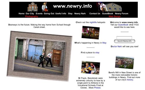 The Front page of www.newry.info in 2004