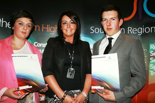Level 3 Students Shanice Faulkner and Sean O’Callaghan with Deputy Head of School for Hospitality and Tourism, Fiona Bradley