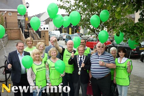 Newry Samaritans and supporters at Newry Bus Centre.