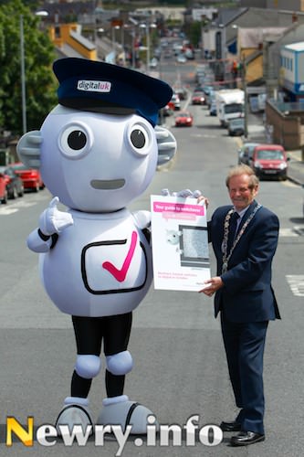 Mayor John McArdle on a walkabout with Digit Al. Picture: Columba O'Hare Mayor John McArdle on a walkabout with Digit Al. Picture: Columba O'Hare