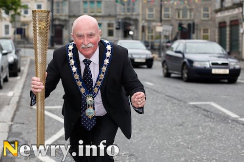 Charlie Casey, Mayor, Newry and Mourne District Council is all ready for Tuesdays Olympic Torch Relay. Picture: Columba O'Hare