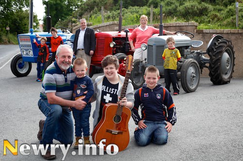 Looking forward to the day out are, front from left: Eddie Mullen, Daithi Marmion, Miceal Mullen and Oisin Mullen, Killean. Back: Thomas O'Hare, Jamie O'Hare, Jarlath Heaney and Geraldine Heaney, Organisers and Charlie O'Hare, Derryleckagh. All proceeds will go to the Kidney Patients Association. Picture: Columba O'Hare
