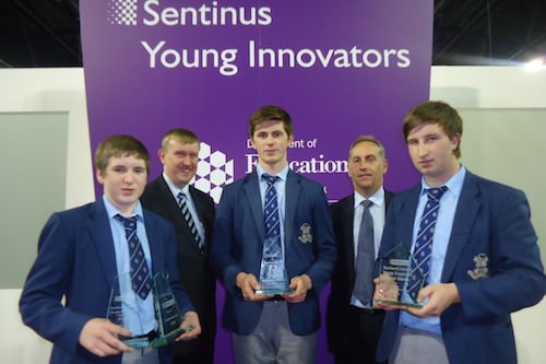 Niall Murphy (Mullaghbawn), Mr. Mervyn Storey MLA, David O’Connell (Mount Pleasant Dundalk), Mr. Robert Barton (Head of Design and Technology St. Colman’s College), Mark Mc Evoy (Dromore) at the Awards.