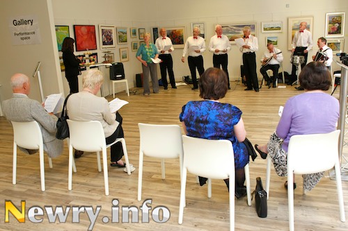 Feis winners the U3A Gentlemen Singers performing at the newly refurbished Newry Library. Picture: Columba O'Hare