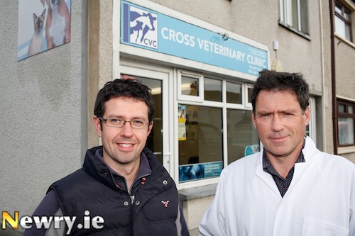 Michael McCreesh, left, and Patrick Flanagan, partners in Cross Veterinary Clinic, Crossmaglen are delighted with the strong support received from farmers and pet owners since their new practice opened in 2012. 