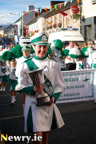 St Brigid's Band celebrating their Fleadh win. Photograph: Columba O'Hare