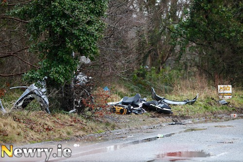 The scene at a Road Accident at Greenbank Industrial Estate, Newry. Photograph: Columba O'Hare