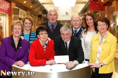 Celebrating the continuing Sponsorship of Newry Drama Festival by The Quays were from left: Eileen Mooney, Festival Programme Editor; Marie Magennis, Festival Committee; Christine Farrelly, Treasurer, Newry Drama Festival; Gerry McAnulty, Chairman, Newry Drama Festival; Colin Kavanagh, Deputy Manager, The Quays; Art Magennis, Festival Committee; Sherryl Murphy, Events and Marketing, The Quays and Maureen Grant, PRO, Newry Drama Festival. Photograph: Columba O'Hare