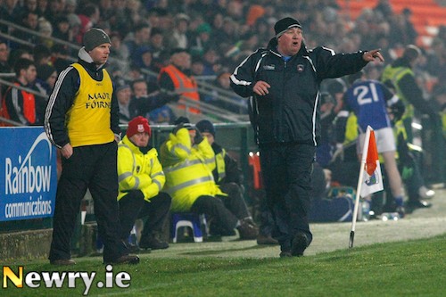 Armagh Manager Paul Grimley at his opening game against Cavan. Photograph: Columba O'Hare