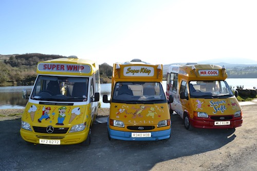 Some of Malones Ice Cream Vans take time out at the scenic Camlough Lake.