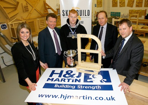 William Megaw from Hilltown Gold Medal Winner in Joinery pictured with Sarah Travers, Geoff Martin (H&J Martin), Tim Martin (H&J Martin), and Barry Neilson (CITB-ConstructionSkills NI) William Megaw from Hilltown Gold Medal Winner in Joinery pictured with Sarah Travers, Geoff Martin (H&J Martin), Tim Martin (H&J Martin), and Barry Neilson (CITB-ConstructionSkills NI)