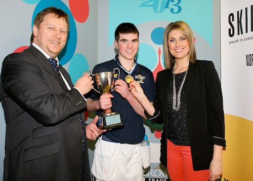 Brendan Magee from Mayobridge Gold Medal Winner in Painting & Decorating pictured with Barry Neilson (CITB-ConstructionSkills NI) and Sarah Travers Brendan Magee from Mayobridge Gold Medal Winner in Painting & Decorating pictured with Barry Neilson (CITB-ConstructionSkills NI) and Sarah Travers