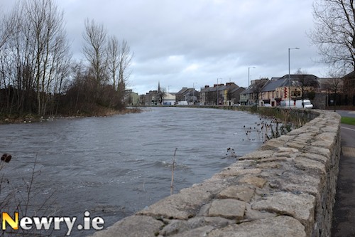 The Clanrye River in Newry has risen several metres above it's usual level. Photograph: Columba O'Hare