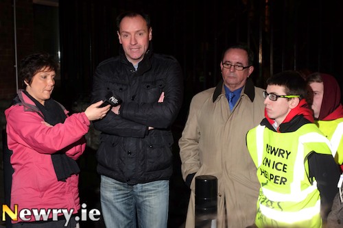 Mayor Michael Ruane speaks to the protestors. Photograph: Columba O'Hare Mayor Michael Ruane speaks to the protestors. Photograph: Columba O'Hare