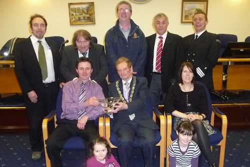 John Lowry, family and Mournes Councillors -  Cllr. William Burns and Cllr. Brian Quinn