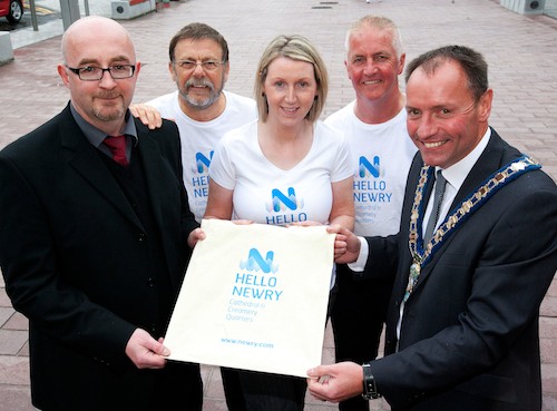 Pictured at the brand launch is Damian Connor, DSD, Jack Murphy, trader and Chair of Newry City Centre Management, Donna Trimble, Newry City Centre Management, Eddy Curtis, Director of Administration, Newry & Mourne DC and Cllr Mickey Ruane, Mayor of Newry & Mourne DC. The Northern Ireland Executive through the Department of Social Development has provided funding to assist with the development of Newry City Centre.
