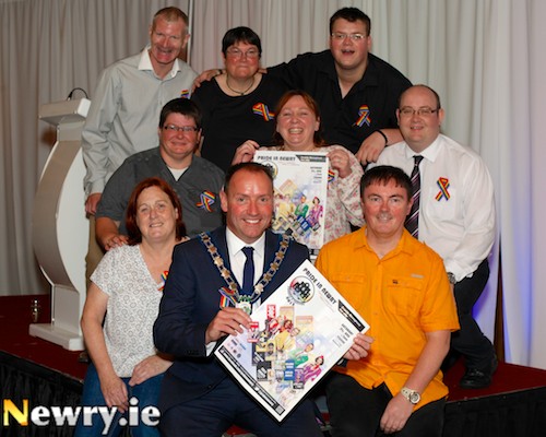 Mickey Ruane, Mayor with Pride in Newry organisers at the launch of the 2013 Pride in Newry. Photograph: Columba O'Hare